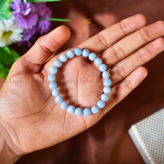 Angelite 8mm Natural Crystal Healing Bracelet-Maitri Export | Crystals Store