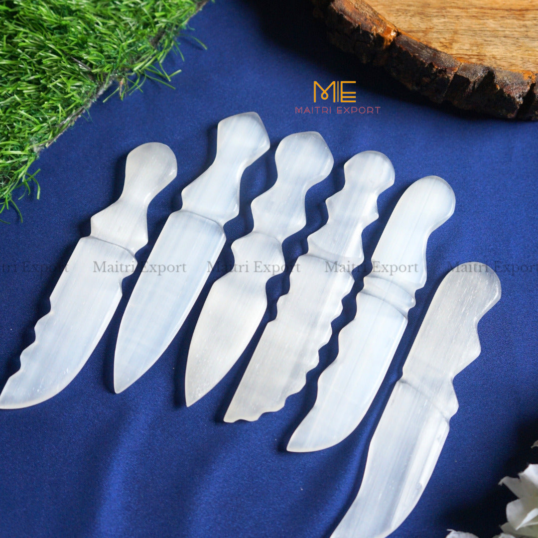 Natural crystal stone Selenite hand carved knife-Maitri Export | Crystals Store