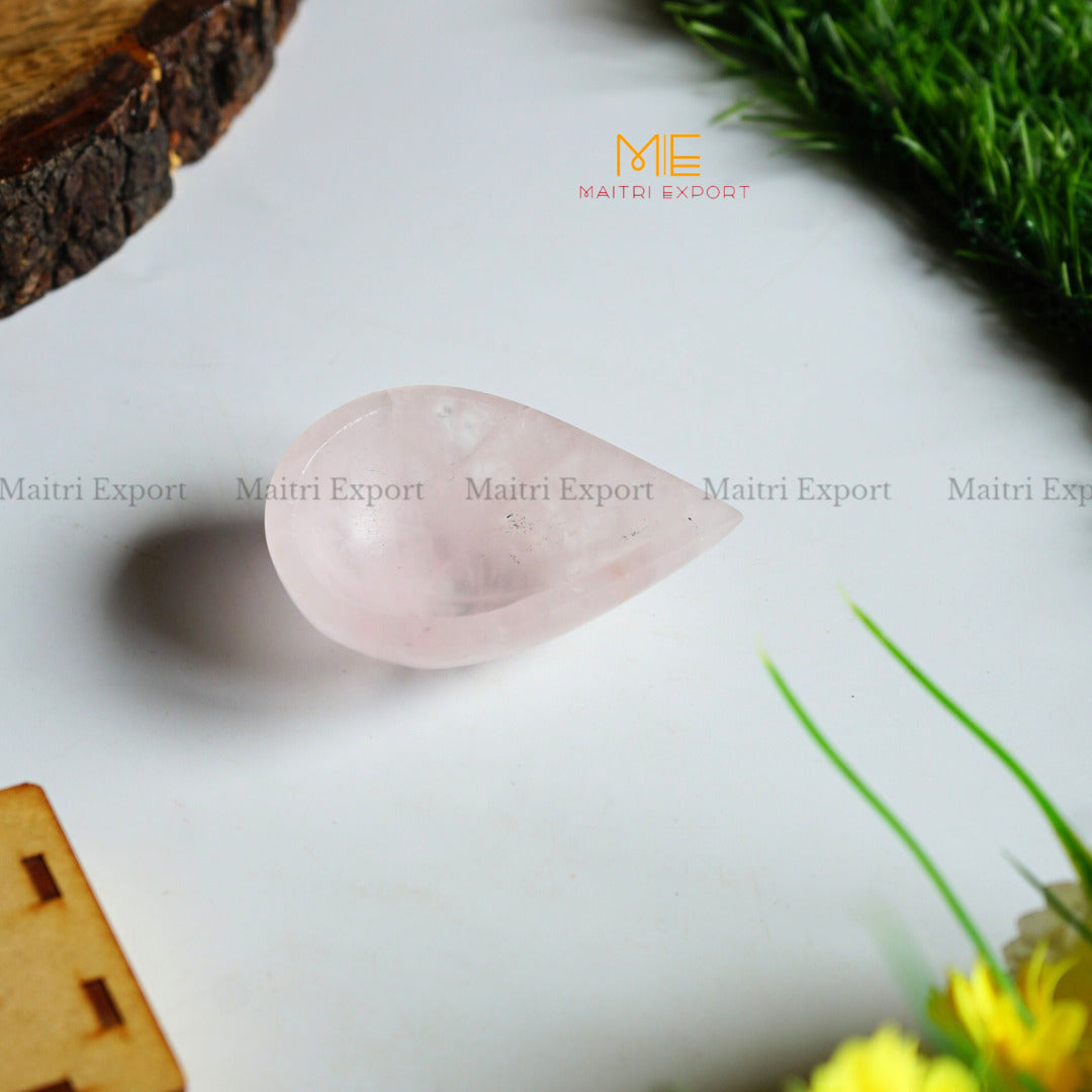 Natural Healing Crystal Stone 1 Face Leaf Shape Diya / Deepak-Rose Quartz-Maitri Export | Crystals Store