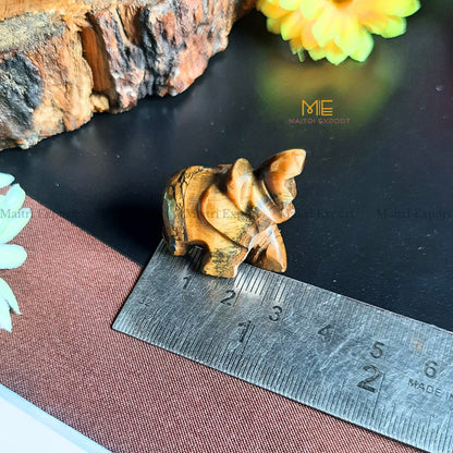 1 inch mini elephant crystal figurine-Tiger Eye-Maitri Export | Crystals Store