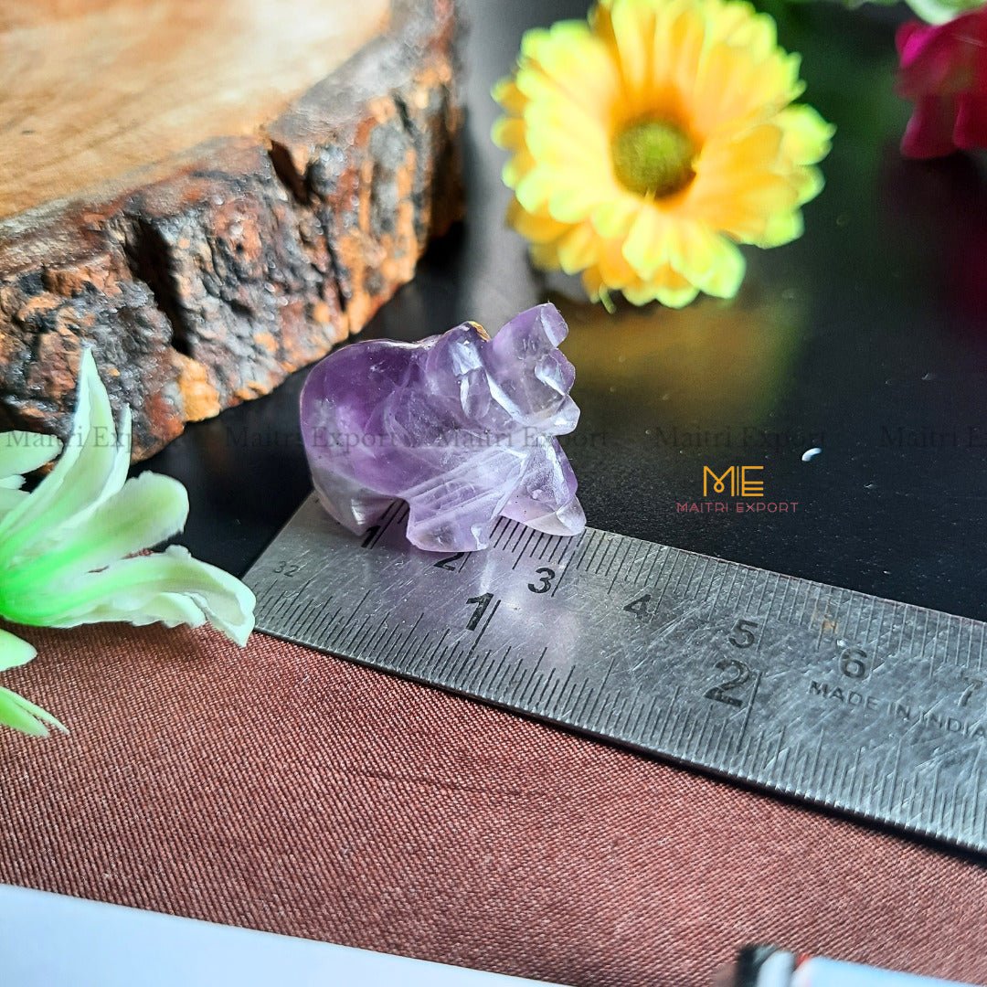 1 inch mini elephant crystal figurine-Amethyst-Maitri Export | Crystals Store