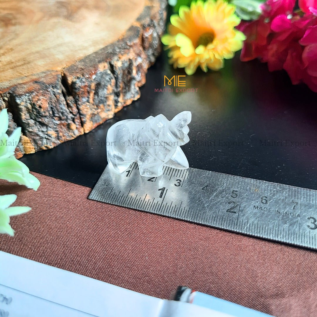 1 inch mini elephant crystal figurine-Clear quartz-Maitri Export | Crystals Store