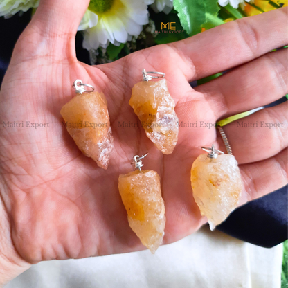 Natural crystal stone rough crescent pendant-Maitri Export | Crystals Store