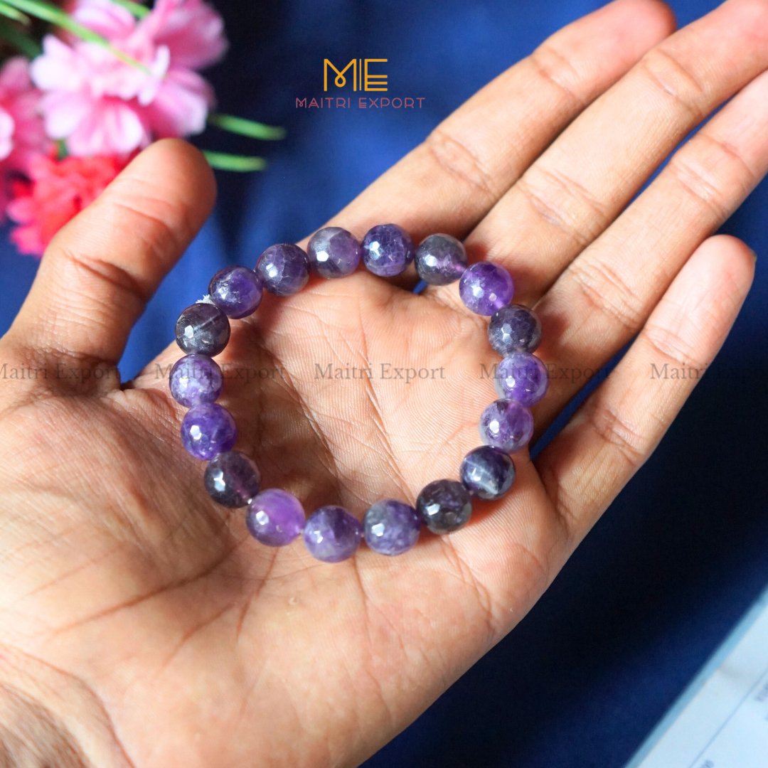 10mm crystal round beads Faceted Bracelet-Amethyst-Maitri Export | Crystals Store