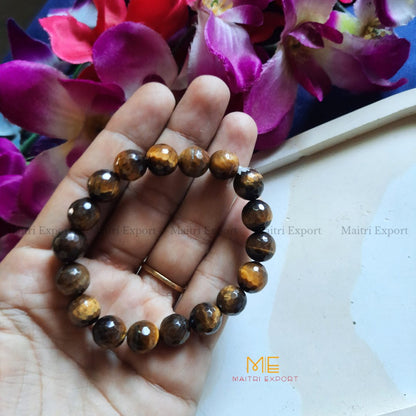 10mm crystal round beads Faceted Bracelet-Tiger Eye-Maitri Export | Crystals Store