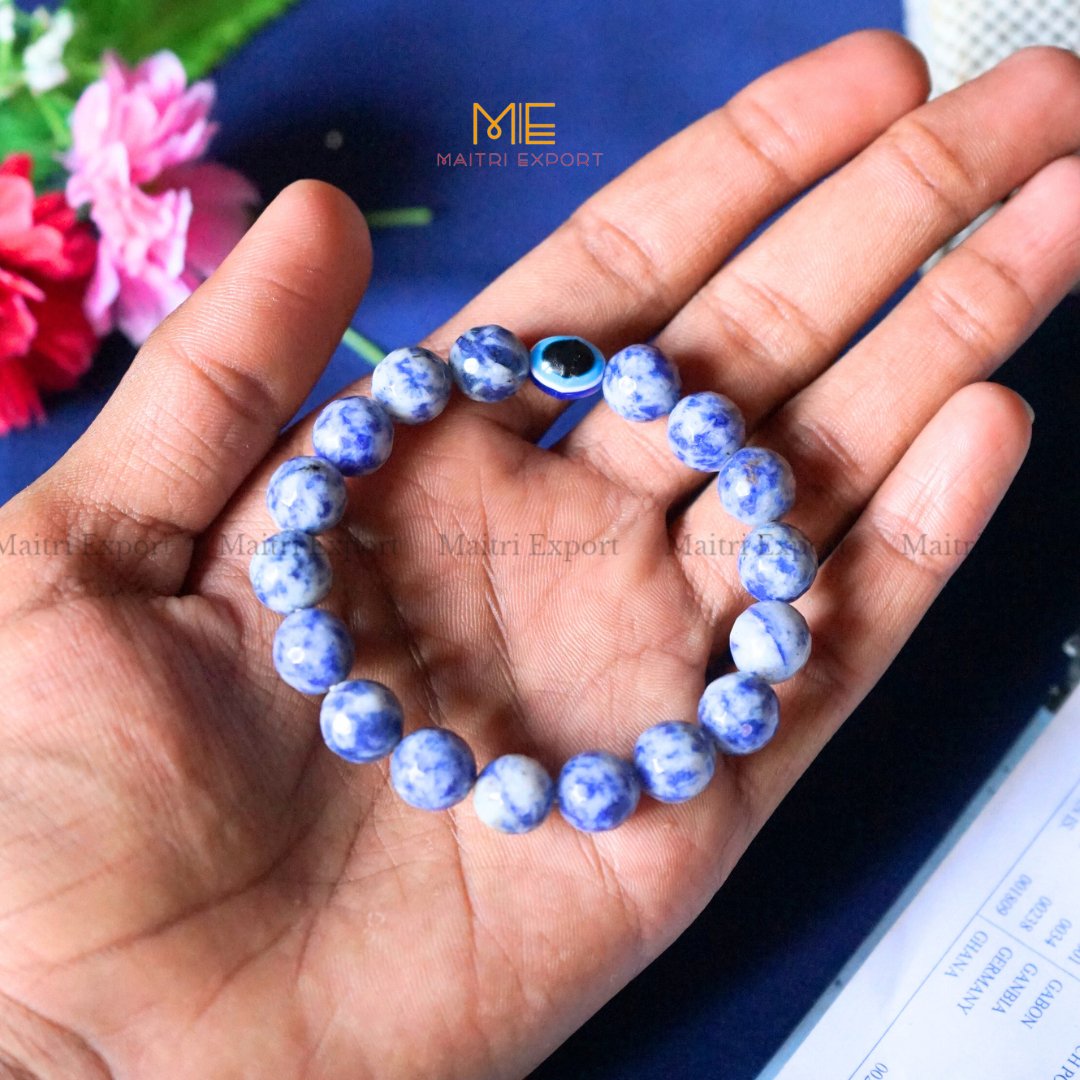 10mm crystal round beads Faceted With Evil Eye Bracelet-Sodalite-Maitri Export | Crystals Store