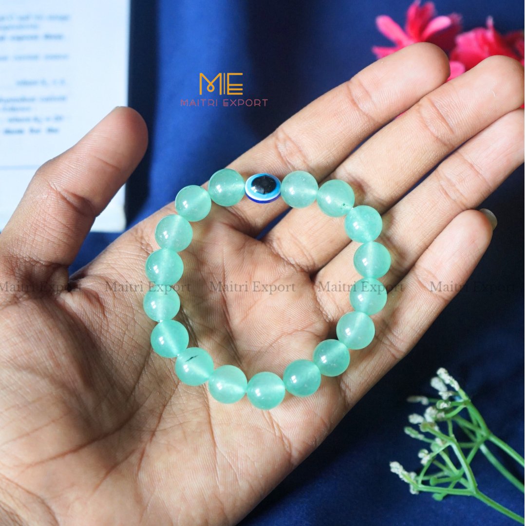 10mm Round beads Healing Crystals with Evil Eye Bracelet-Green Aventurine-Maitri Export | Crystals Store