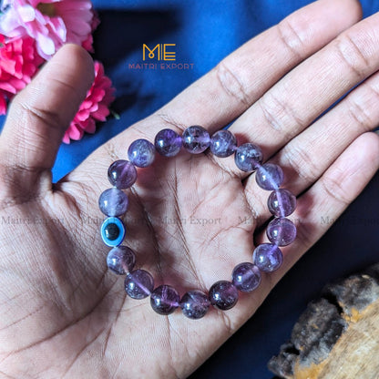 10mm Round beads Healing Crystals with Evil Eye Bracelet-Amethyst-Maitri Export | Crystals Store