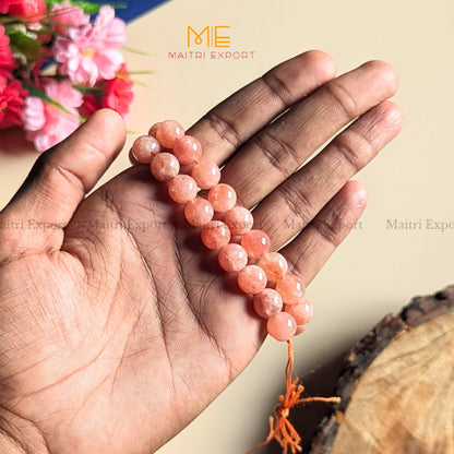10mm round loose crystal beads strand / string-Peach Moonstone-Maitri Export | Crystals Store