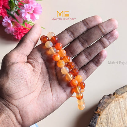 10mm round loose crystal beads strand / string-Banded carnelian-Maitri Export | Crystals Store