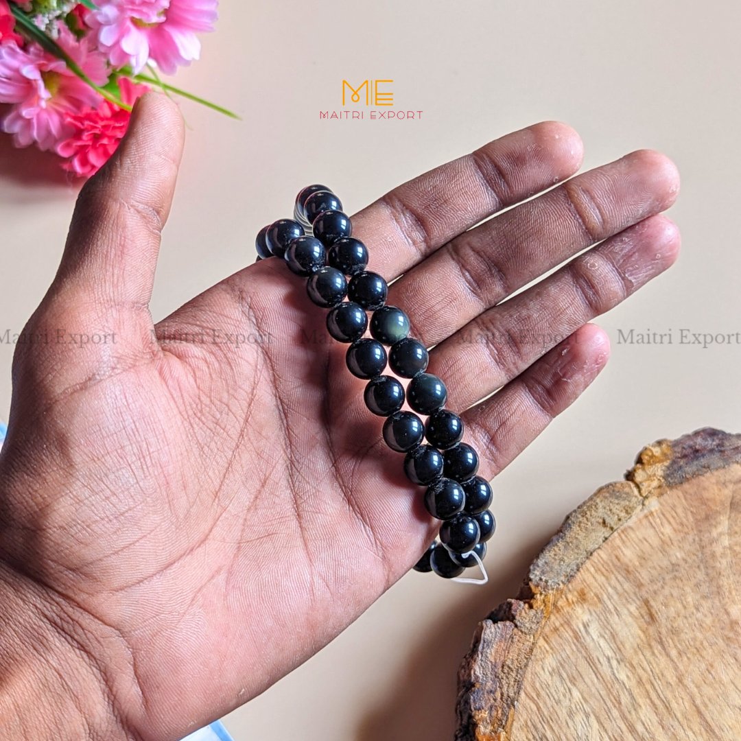 10mm round loose crystal beads strand / string-Black Rainbow Obsidian-Maitri Export | Crystals Store