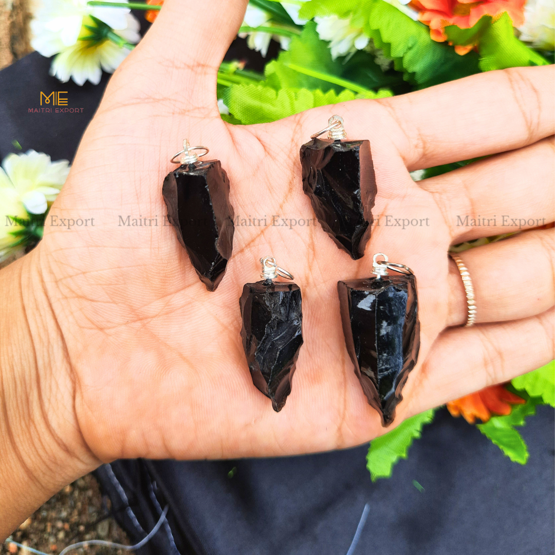 Natural crystal stone rough crescent pendant-Maitri Export | Crystals Store