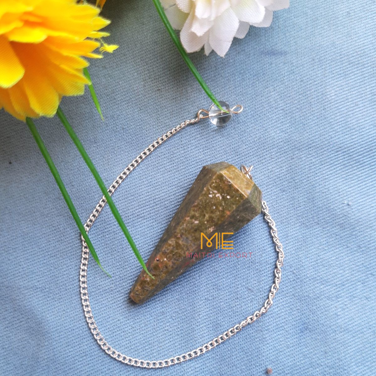 Cone shaped Pendulum-Unakite-Maitri Export | Crystals Store