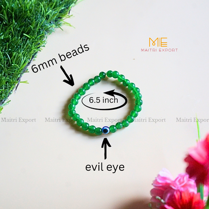 6mm crystal beaded bracelet with evil eye-Maitri Export | Crystals Store