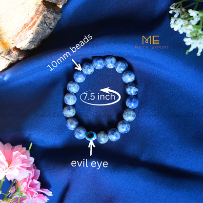 10mm Round beads Healing Crystals with Evil Eye Bracelet-Maitri Export | Crystals Store