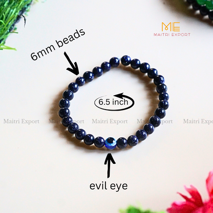 6mm crystal beaded bracelet with evil eye-Maitri Export | Crystals Store