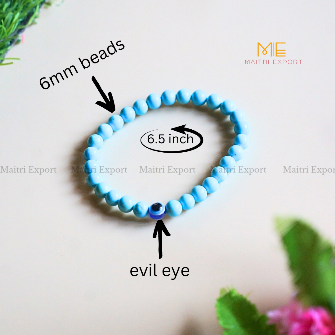 6mm crystal beaded bracelet with evil eye-Maitri Export | Crystals Store