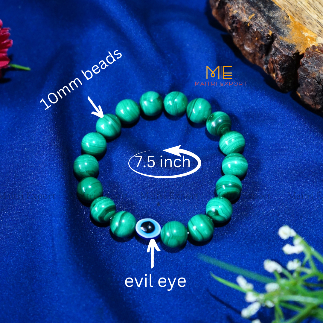 10mm Round beads Healing Crystals with Evil Eye Bracelet-Maitri Export | Crystals Store