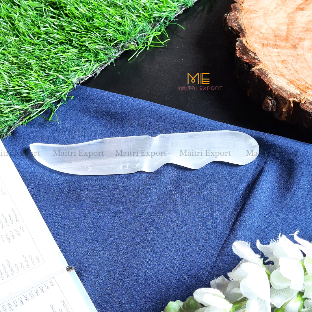 Natural crystal stone Selenite hand carved knife-Maitri Export | Crystals Store