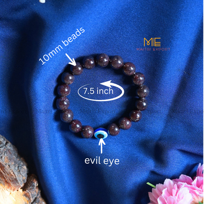 10mm Round beads Healing Crystals with Evil Eye Bracelet-Maitri Export | Crystals Store