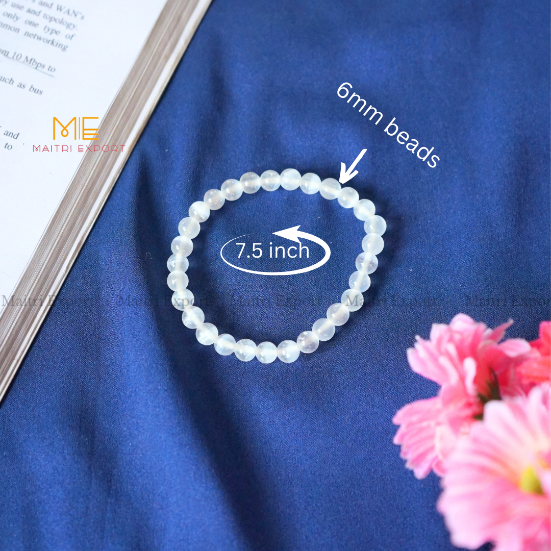 Selenite Natural Crystal Healing Bracelet-Maitri Export | Crystals Store