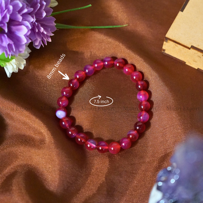 Pink Onyx 8mm Crystal Healing Bracelet-Maitri Export | Crystals Store