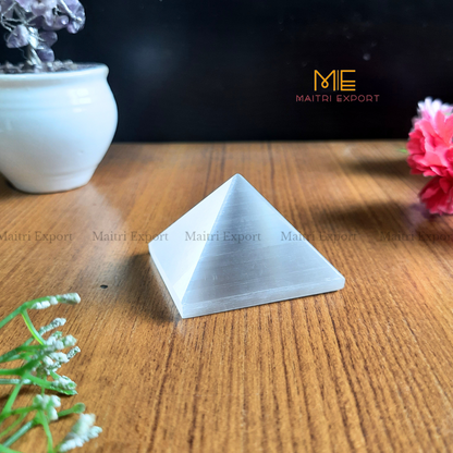 Natural Healing Crystal Pyramids ( Approx 2 inches )-Selenite ( App 100-120 gms )-Maitri Export | Crystals Store
