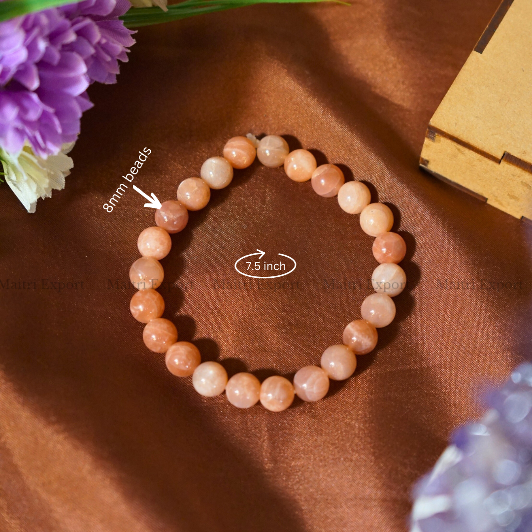 Peach Moonstone Natural Crystal Healing Bracelet-Maitri Export | Crystals Store