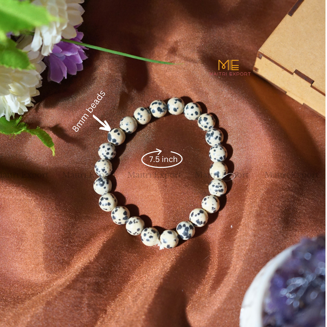 Dalmatian 8mm Natural Crystal Healing Bracelet-Maitri Export | Crystals Store