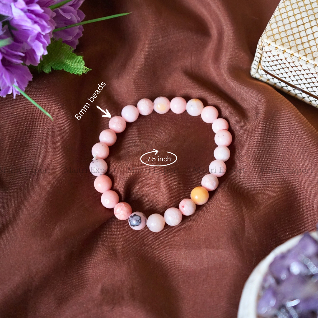 Pink Opal 8mm Natural Crystal Healing Bracelet-Maitri Export | Crystals Store