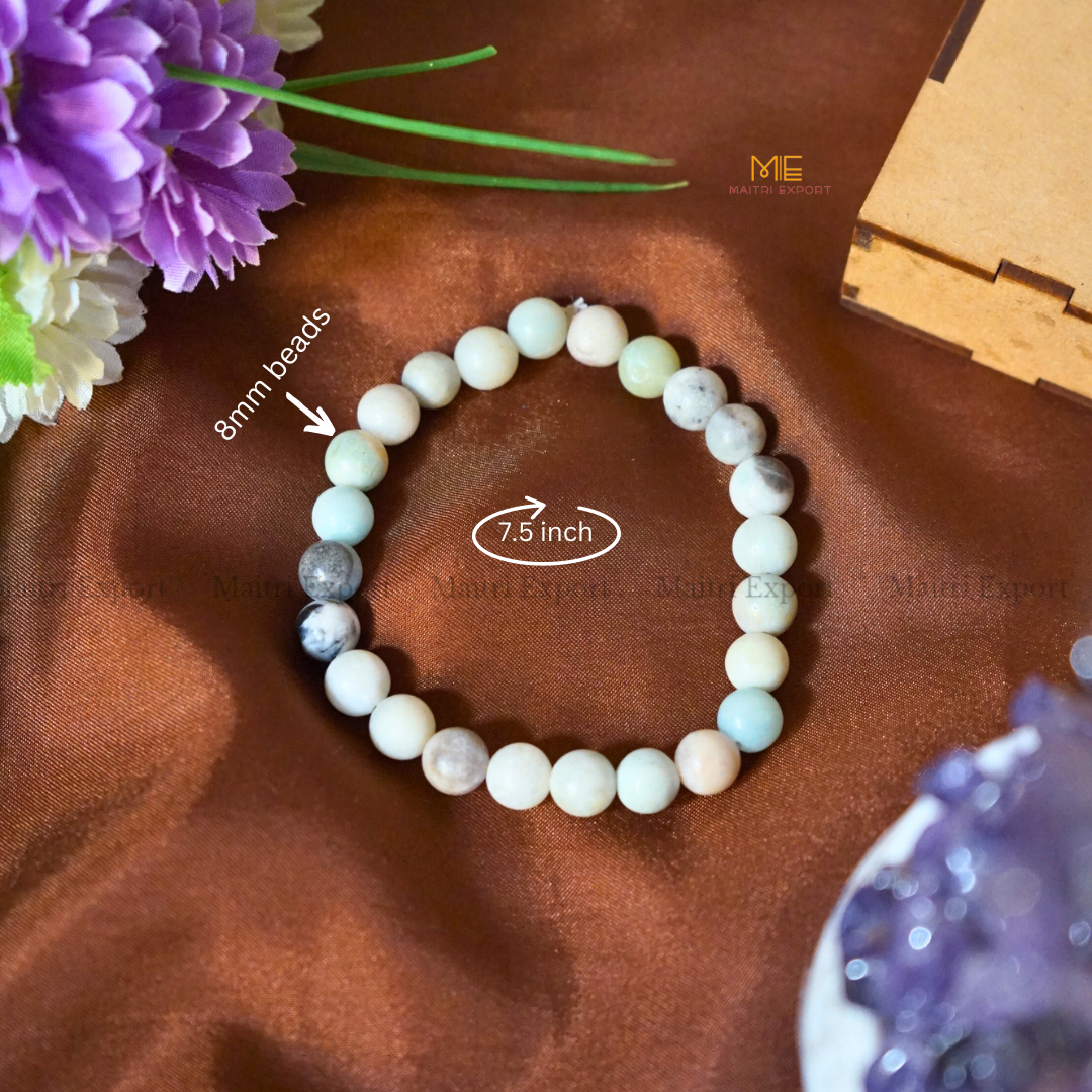 Amazonite 8mm Natural Crystal Healing Bracelet-Maitri Export | Crystals Store