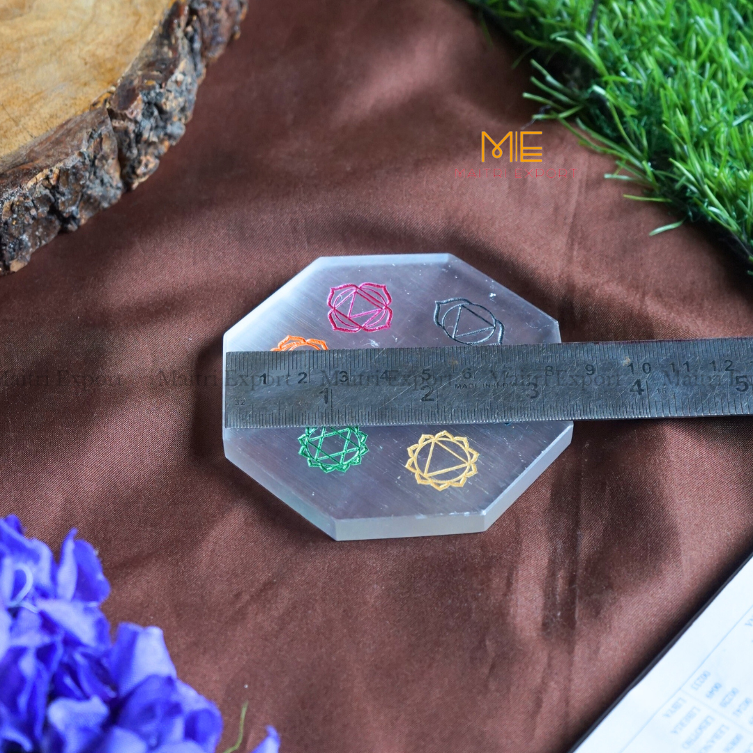 Natural selenite plate with different carvings-Maitri Export | Crystals Store