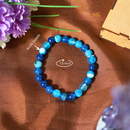 Blue Onyx 8mm Crystal Healing Bracelet-Maitri Export | Crystals Store