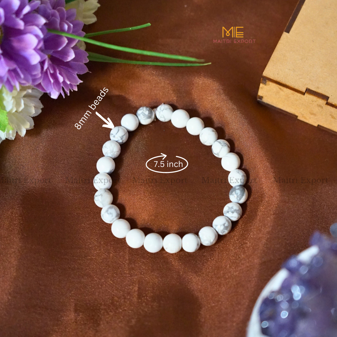 Howlite Natural Crystal Healing Bracelet-Maitri Export | Crystals Store