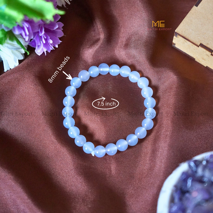 Chalcedony 8mm Natural Crystal Healing Bracelet-Maitri Export | Crystals Store