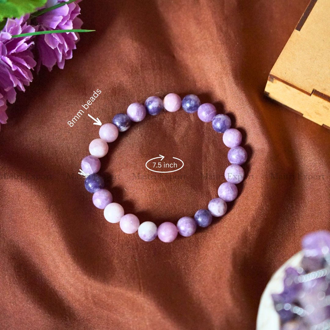 Lepidolite 8mm Natural Crystal Healing Bracelet-Maitri Export | Crystals Store