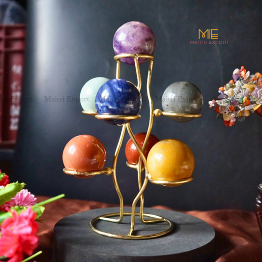 7 Chakra Crystal stone Ball / Sphere Set-With Stand-Maitri Export | Crystals Store