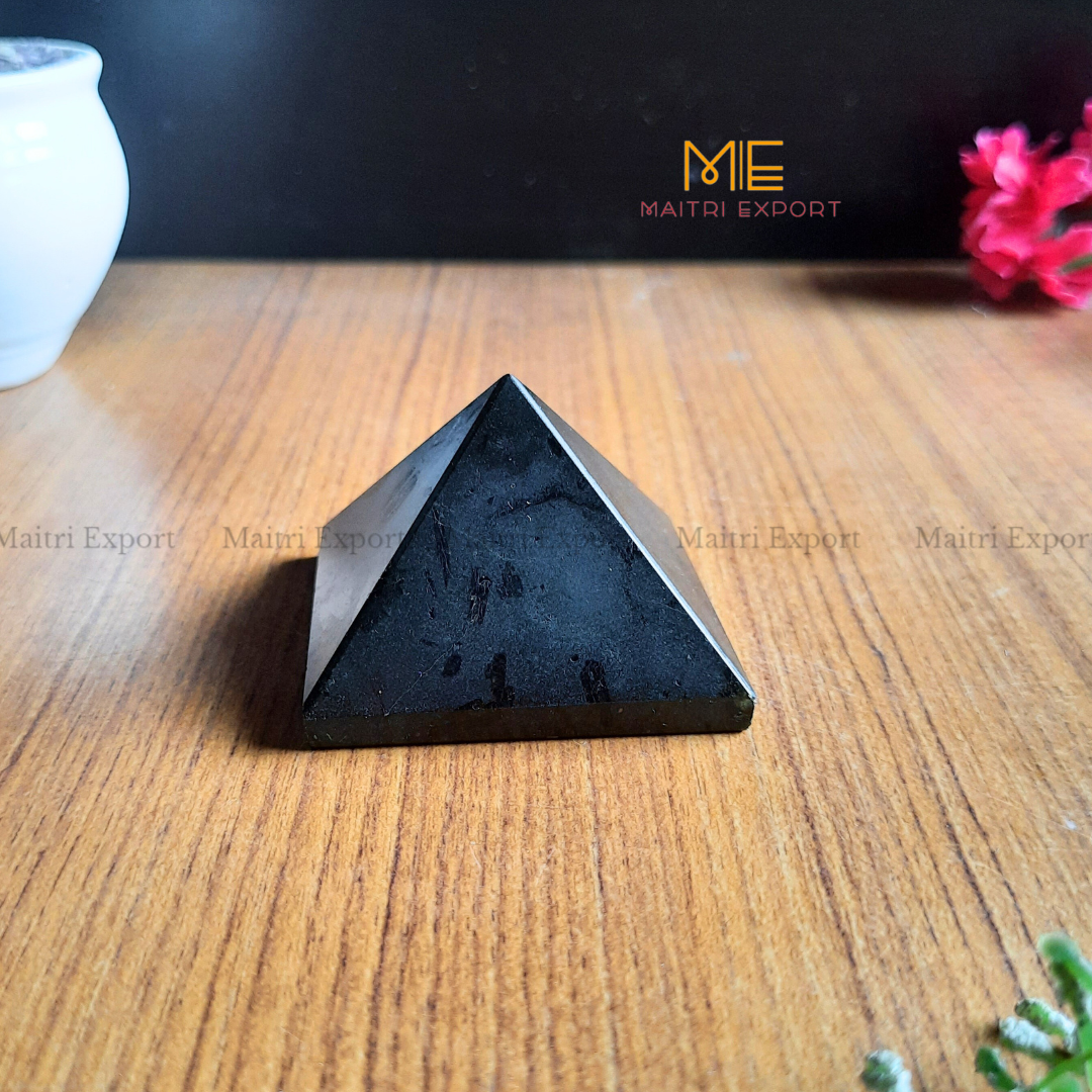 Natural Healing Crystal Pyramids ( Approx 2 inches )-Black Tourmaline ( App 140-170 gms )-Maitri Export | Crystals Store