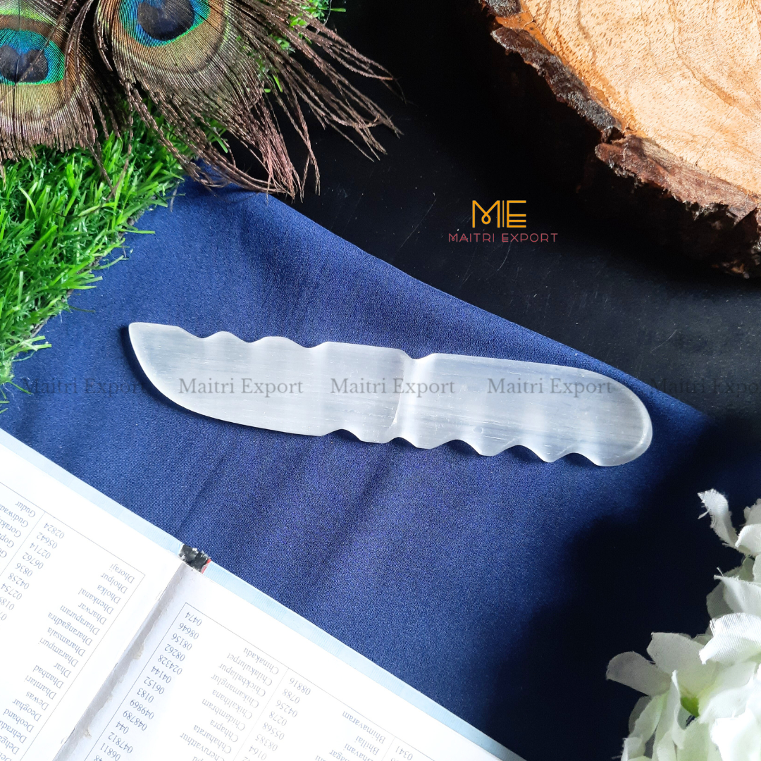 Natural crystal stone Selenite hand carved knife-Maitri Export | Crystals Store