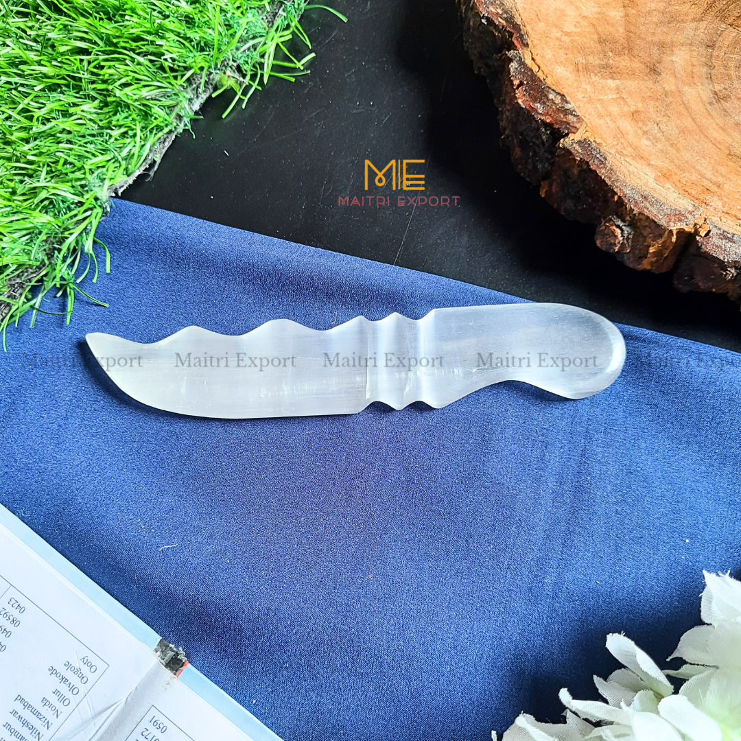 Natural crystal stone Selenite hand carved knife-Maitri Export | Crystals Store