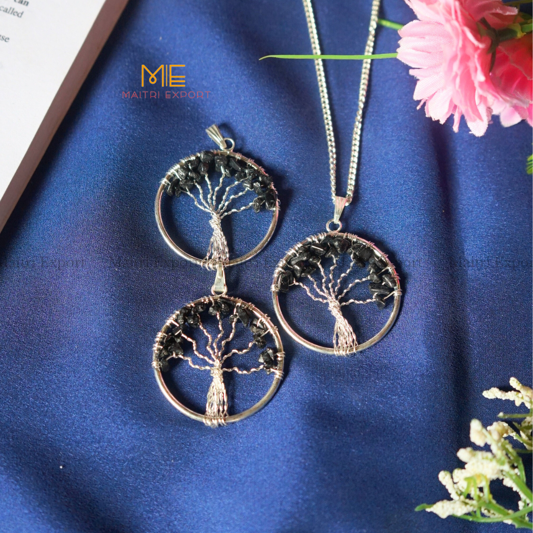 Natural crystal stones tree of life pendants made from mini crystal chips-Maitri Export | Crystals Store