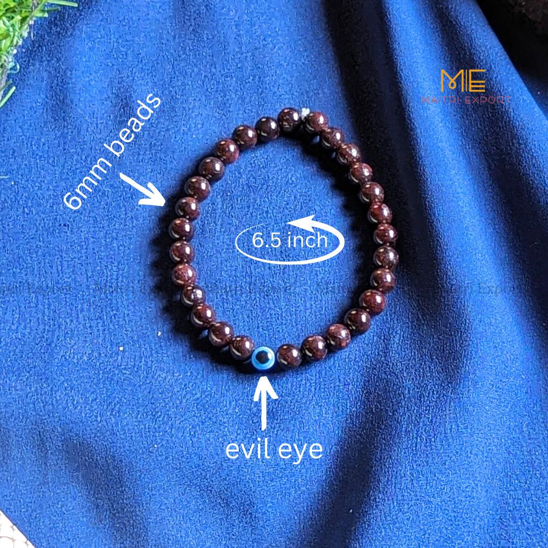 6mm crystal beaded bracelet with evil eye-Maitri Export | Crystals Store