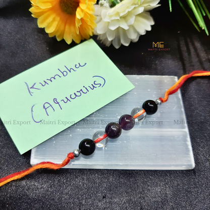 Natural crystal stone based zodiac sign rakhi-Aquarius-simple-Maitri Export | Crystals Store