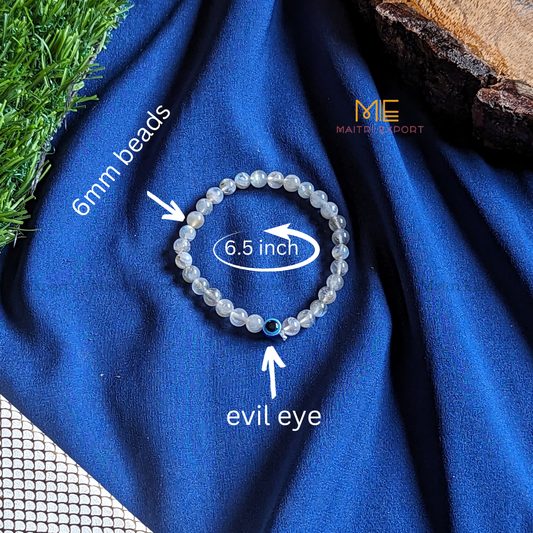 6mm crystal beaded bracelet with evil eye-Maitri Export | Crystals Store