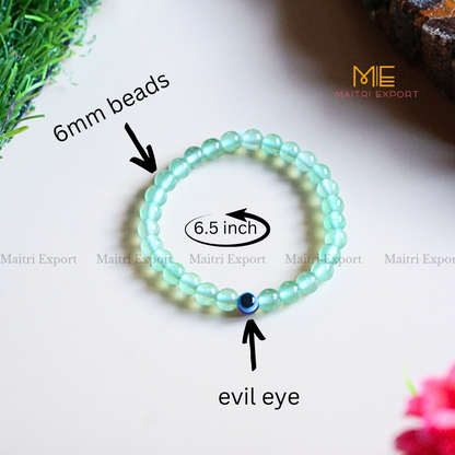 6mm crystal beaded bracelet with evil eye-Maitri Export | Crystals Store