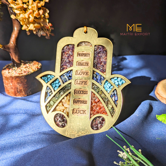 Hamsa Hand Wall & Car Hanger-7 Chakra-Maitri Export | Crystals Store