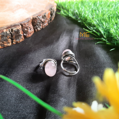 Oval shaped Adjustable Rings ( 14mm )-Rose Quartz-Maitri Export | Crystals Store