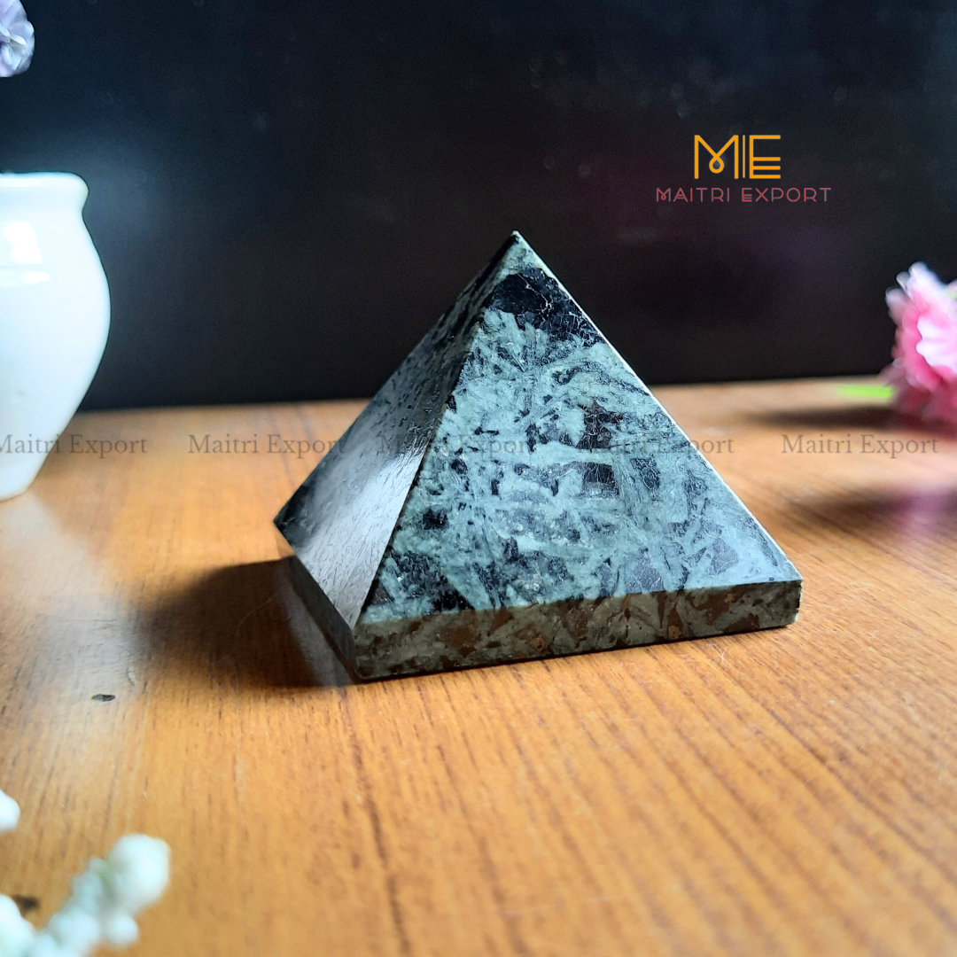 Natural Healing Crystal Pyramids ( Approx 2 inches )-Flower Tourmaline ( App 180-200 gms )-Maitri Export | Crystals Store