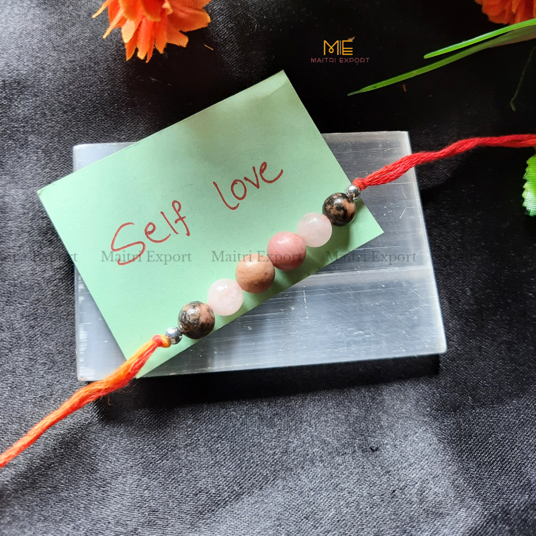 Natural crystal stone purposed rakhi-Self Love-simple-Maitri Export | Crystals Store