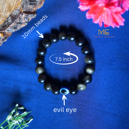 10mm Round beads Healing Crystals with Evil Eye Bracelet-Maitri Export | Crystals Store